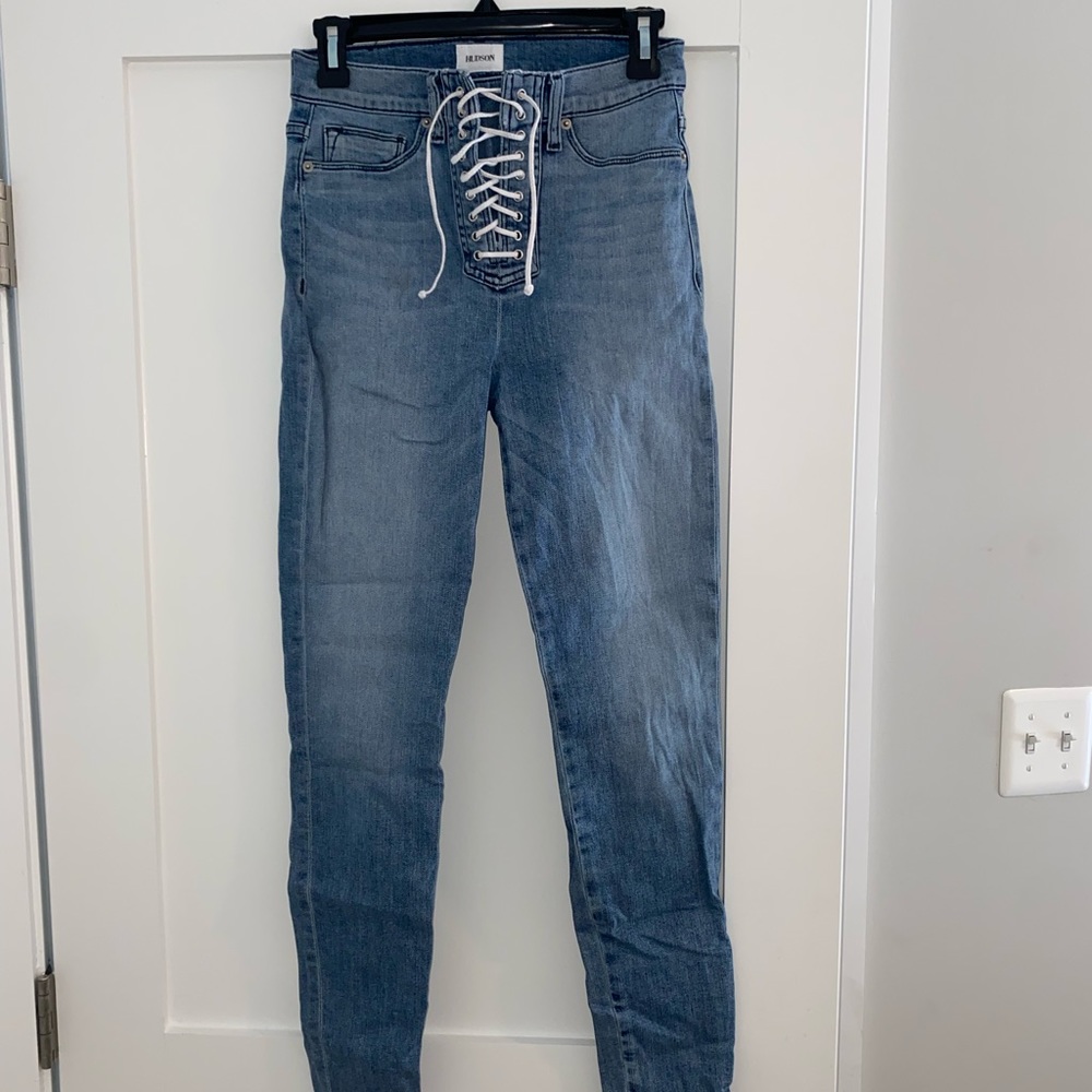 Hudson lace up skinny jeans